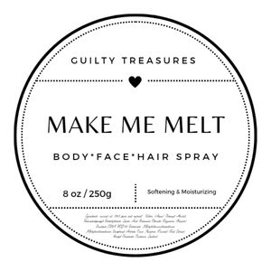 Guilty Treasures Make Me Melt Body Face Hair Spray NEW!